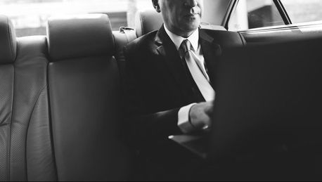 A businessman traveling in comfort